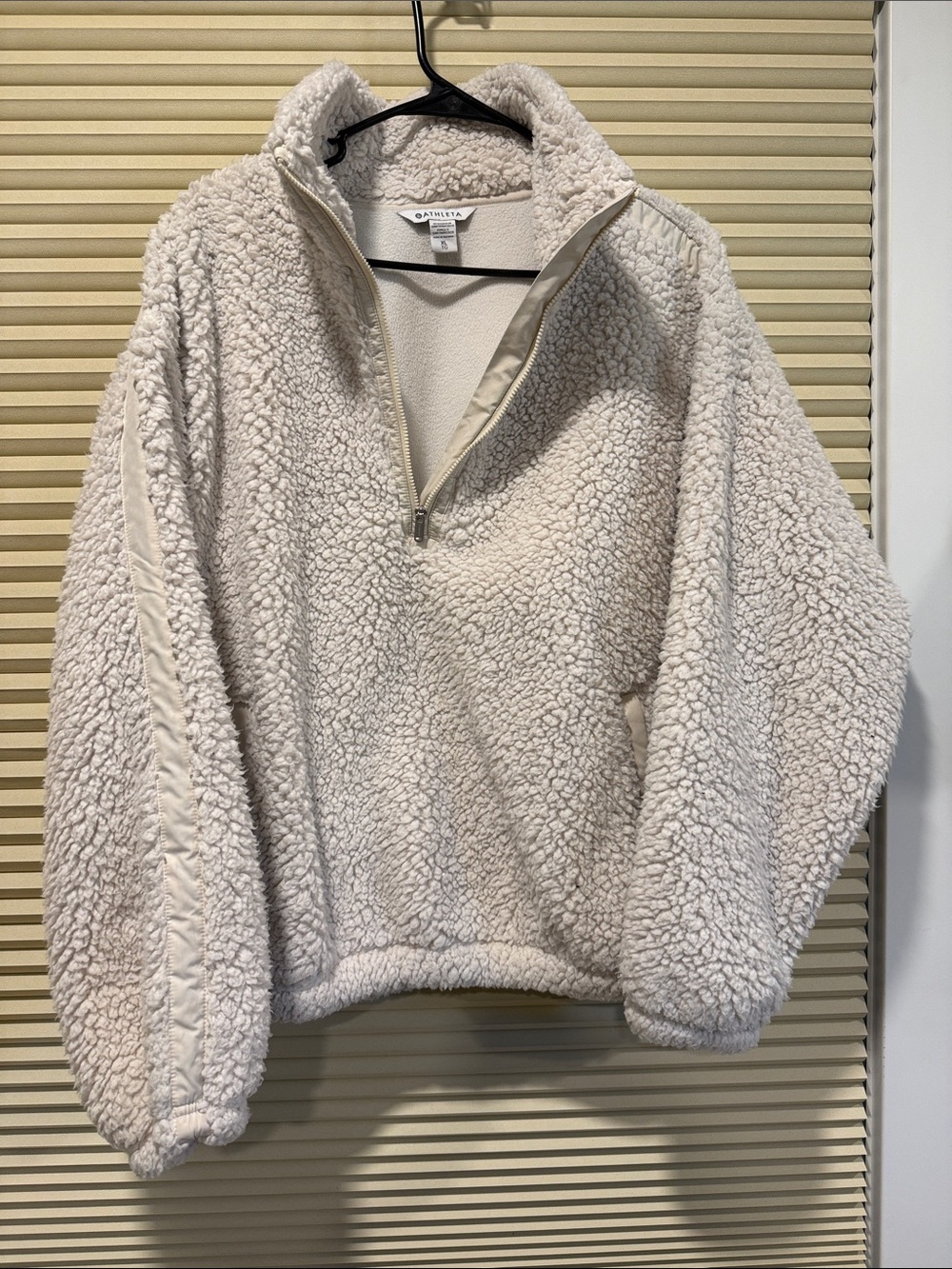 Athleta Cream Sherpa Half-Zip Jacket